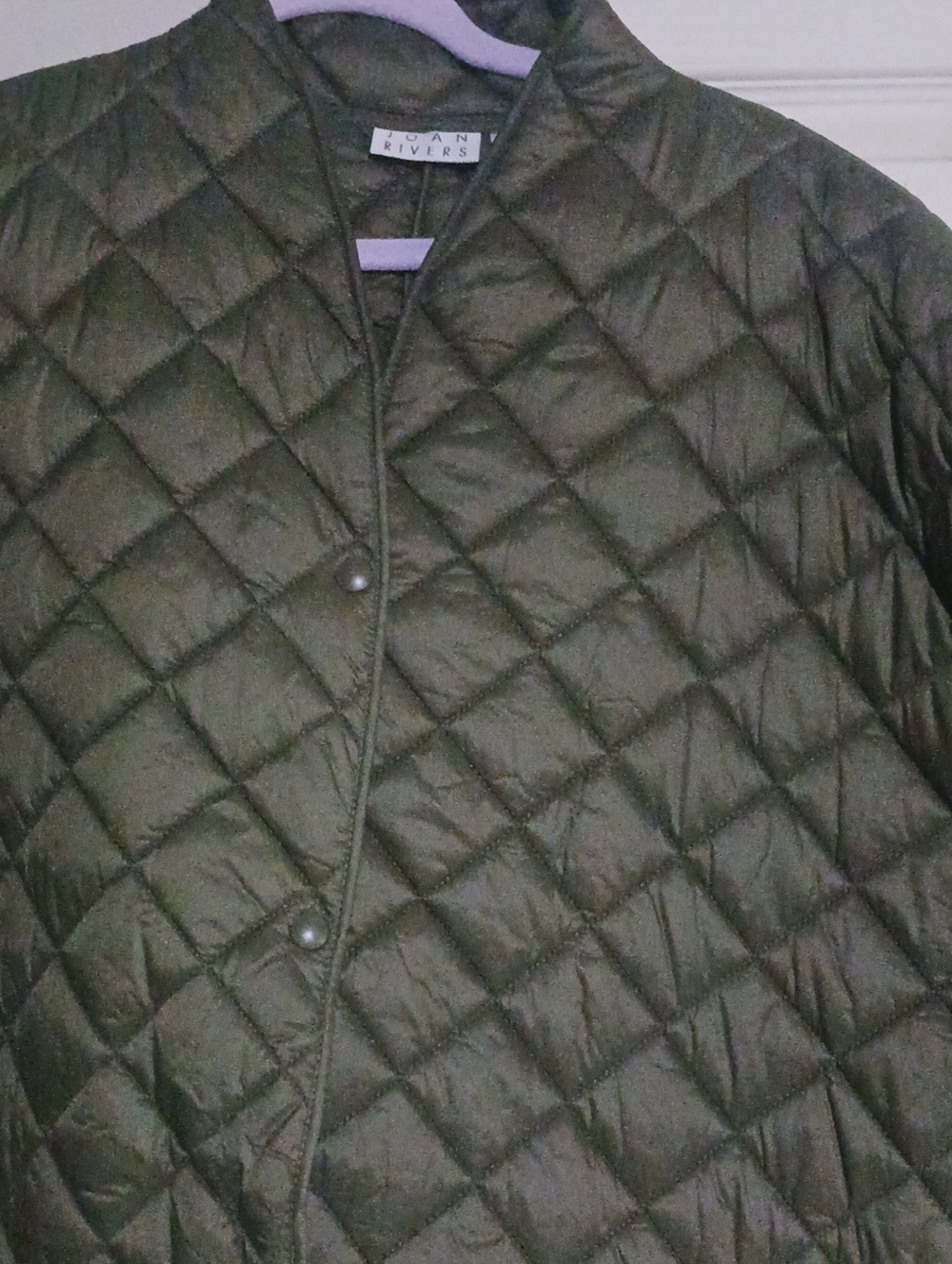 Joan Rivers Quilted Olive Green Snap-Front Jacket